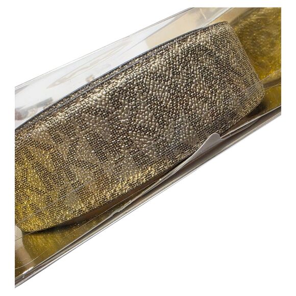 Michael Kors Women's Signature Logo Belt L/XL Gold On Gold w Gold Tone Hardware - Picture 4 of 10